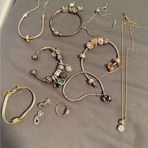Pandora lot necklaces bracelets rings charms